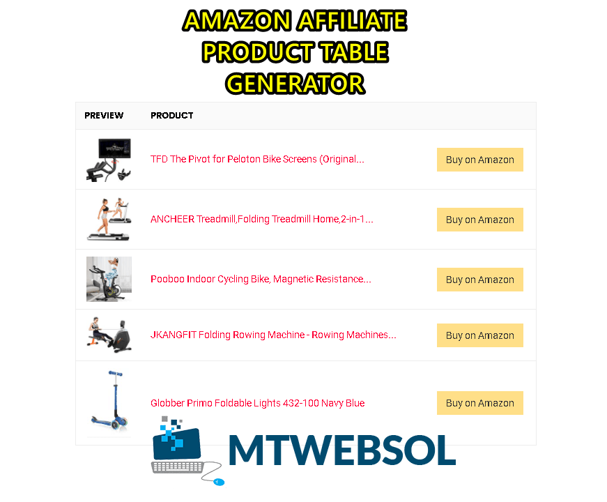 Amazon ASIN Code Generator & Amazon Product Table Generator